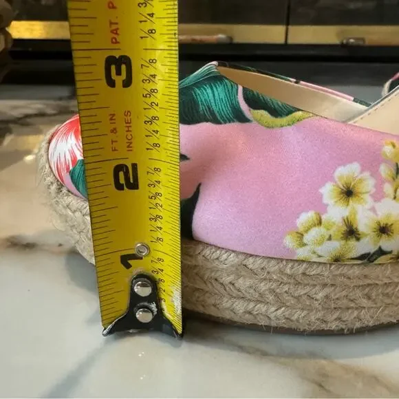 Jessica Simpson Women's Pink Green floral espadrille wedge heel sandals Size 9.5 - Picture 4 of 6